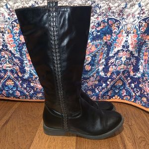 Black Leather Braided Boots